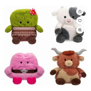 Bum Bums Rodeo Friend Plush Set Of 4 About 7.5 Cactus Cowgirl Hat Bull Cow